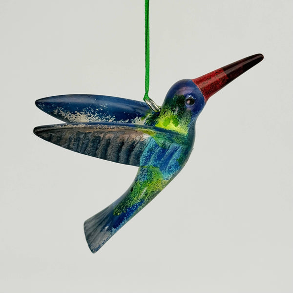 Soapstone Bird, Hummingbird, Flying Ornament, 6"