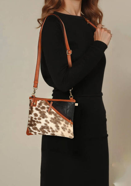 Grayson Wide Crossbody Bag w/ Pocket - White  Hairon