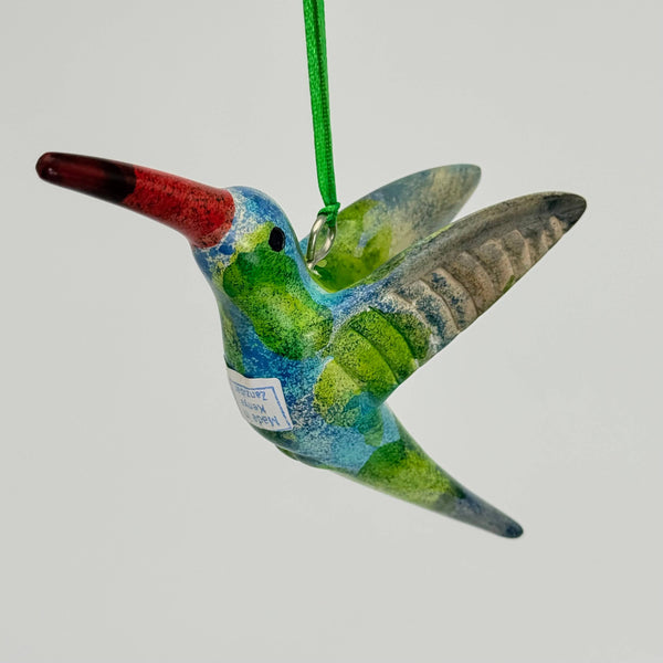 Soapstone Bird, Hummingbird, Flying Ornament, 6"