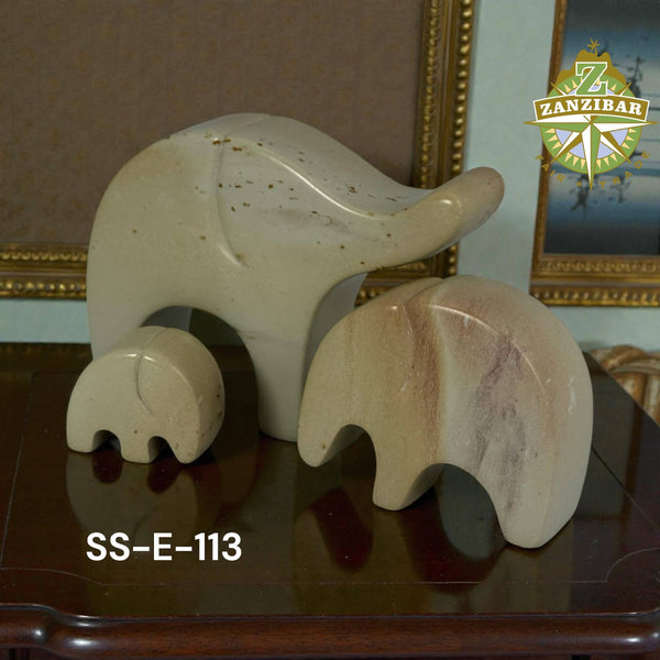 Soapstone Elephant Family of 3, 7.5" 