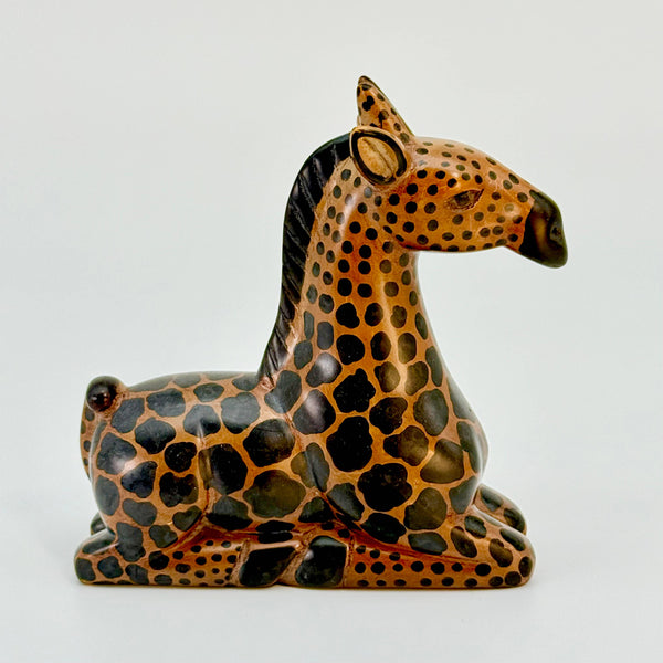 Soapstone Giraffe, Laying Down, 6"