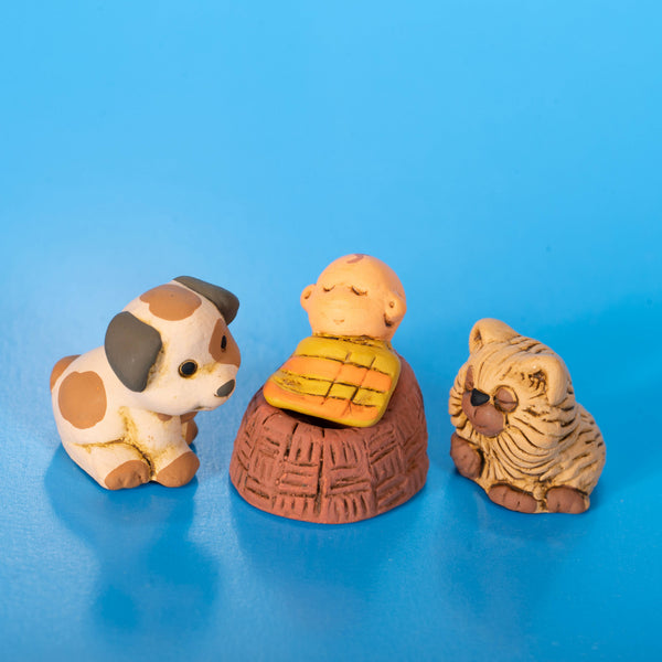 Nativity Ceramic Miniature Cozy Family Set of 6 Christmas