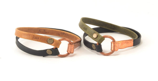 Copper Clasp Leather Bracelet