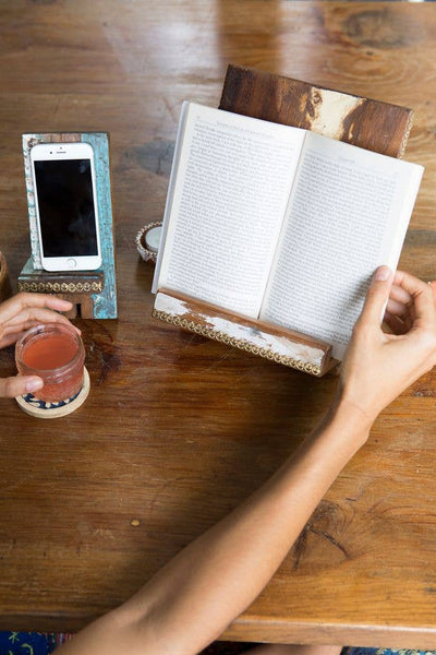 Puri Beach Book Stand Tablet Holder,Reclaimed wood,assorted