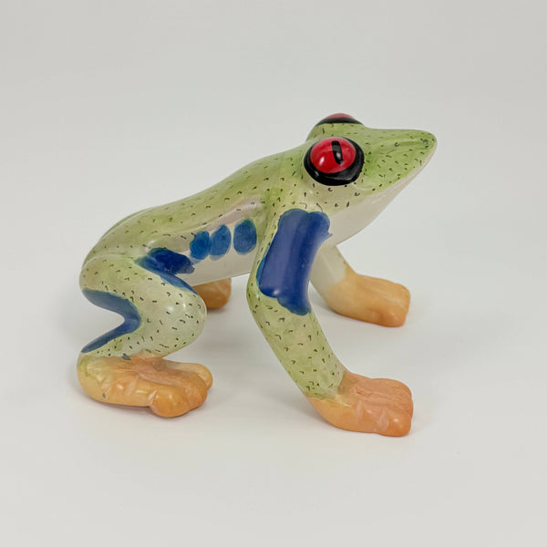 Soapstone Frog, Red Eyed Tree Frog, 6"