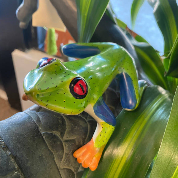 Soapstone Frog, Red Eyed Tree Frog, 6"
