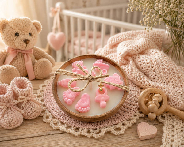 Baby Girl Gift Candle in Wooden Bowl – Handmade Soy Candle