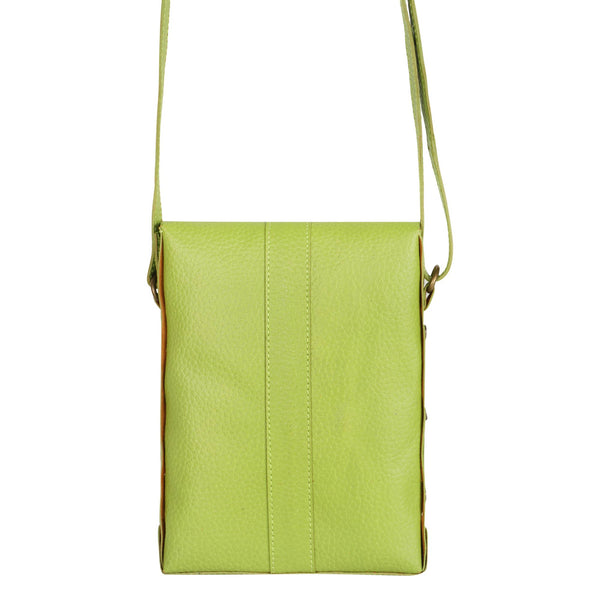 Jane Long crossbody w/ top flap & tassel - Lime Green