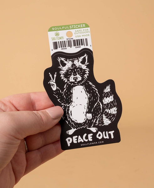 Peace Out Raccoon Sticker - Funny Stickers