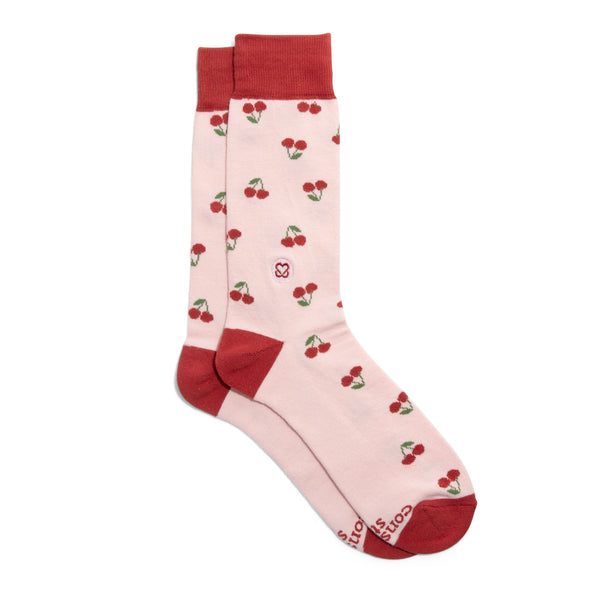 Socks that Support Self-Checks (Pink Cherries)