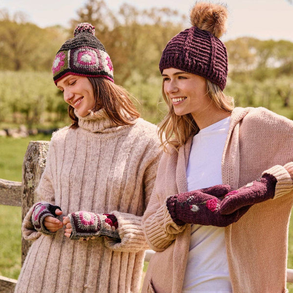 Brecken Deep Plum Knit Pom Beanie