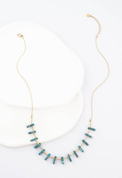 Radiant Renewal Emperor Stone Necklace- 14K Gold Chain Statement Necklace with Turquoise Emperor Stone