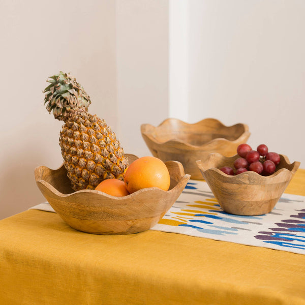 Scalloped Wooden Bowl