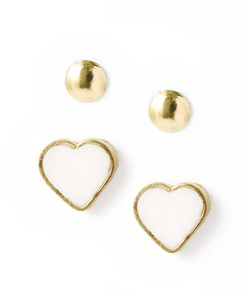 Rajani Heart Mother of Pearl Earring Set - Set of 2