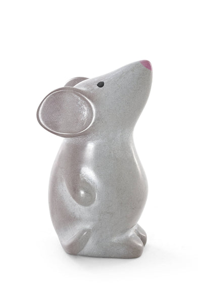 Natural Gray Soapstone Standing Mouse Sculpture