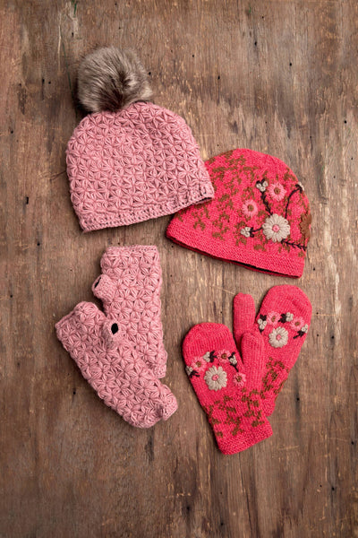 Lila Dusty Rose Knit Mittens