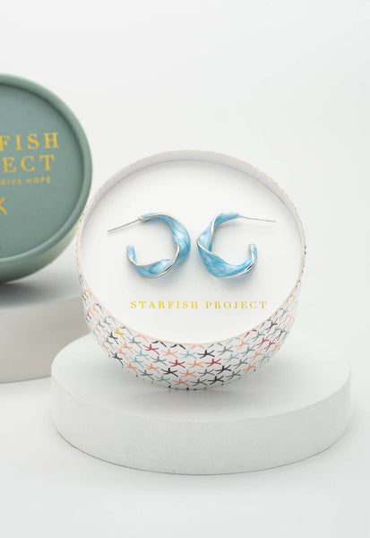 With a Twist Hoops in Sky Blue