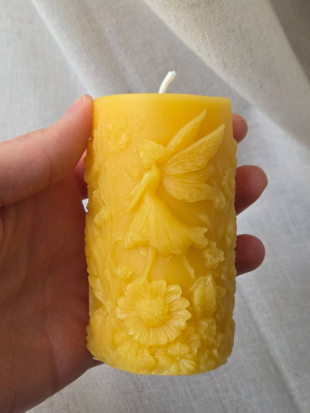 Garden Fairy Pillar | Beeswax Candle