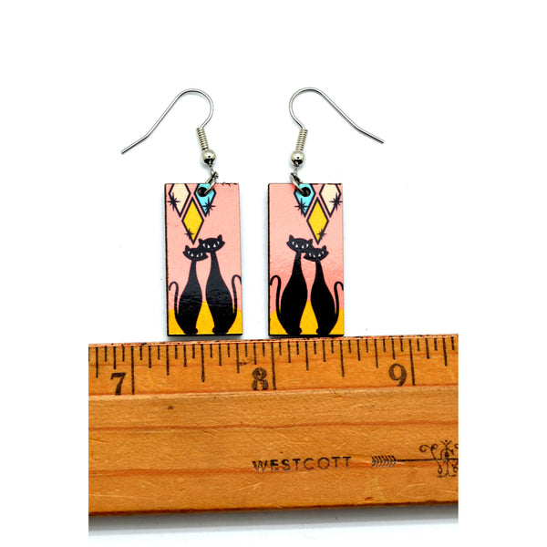 Atomic Cats Mid Century Style Dangle Earrings