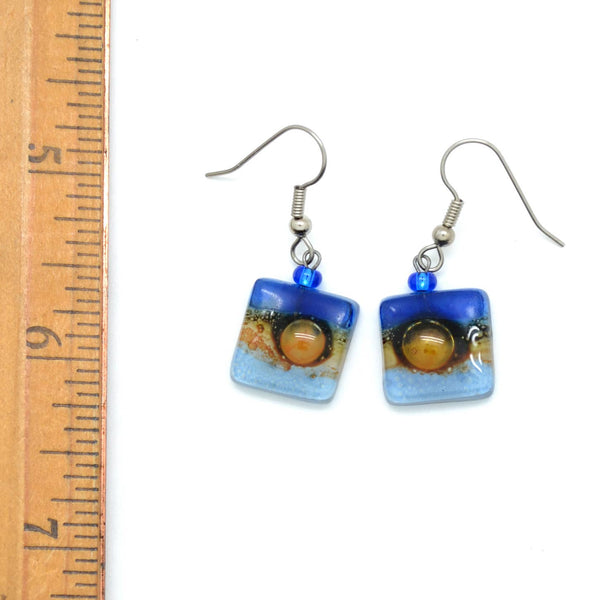 Tiny Square Glass Earrings