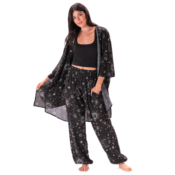 Raven Cosmic Sky Harem Pants with Pockets