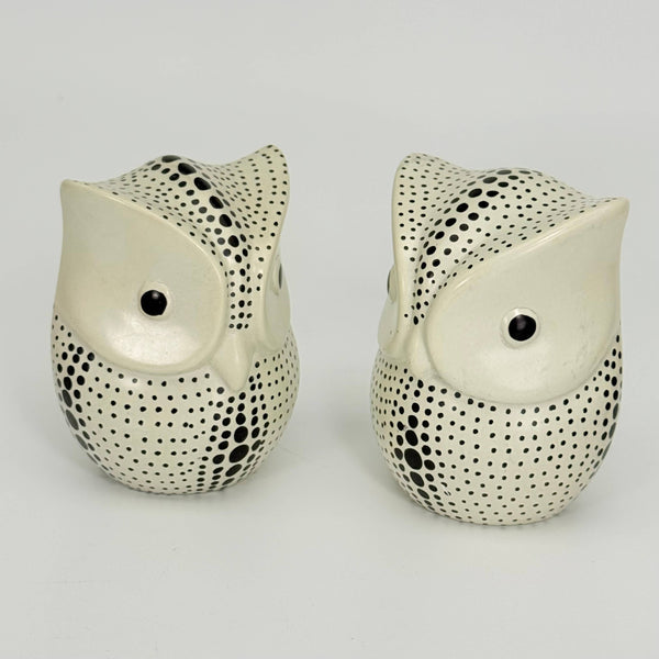 Soapstone Owl, Bird, 4.5" Black & White Polkadot