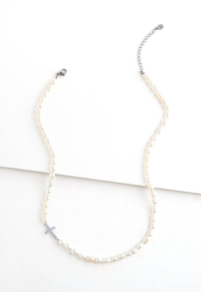 Faithful Pearl Necklace in Silver