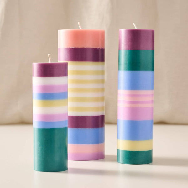 Dalan Berry Medium Stripe Palm Wax Pillar Candle