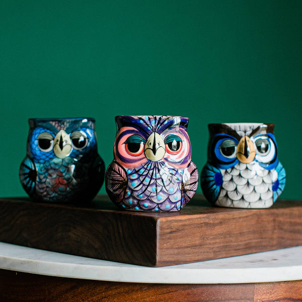 Hand Painted Fair Trade Guatemalan Ceramic Owl Coffee Mug
