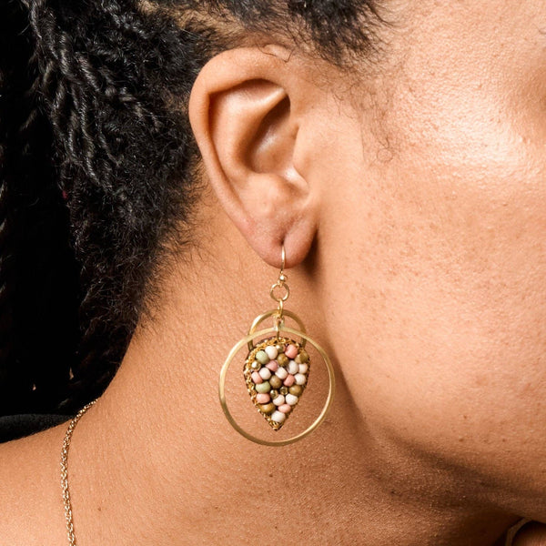Duniya Embroidered Bead Drop Earrings
