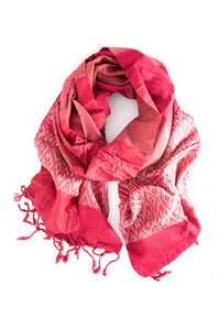 Tuyen Woven Patterned Scarf - Raspberry