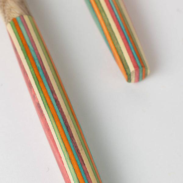 Striped Mango Wood Salad Servers