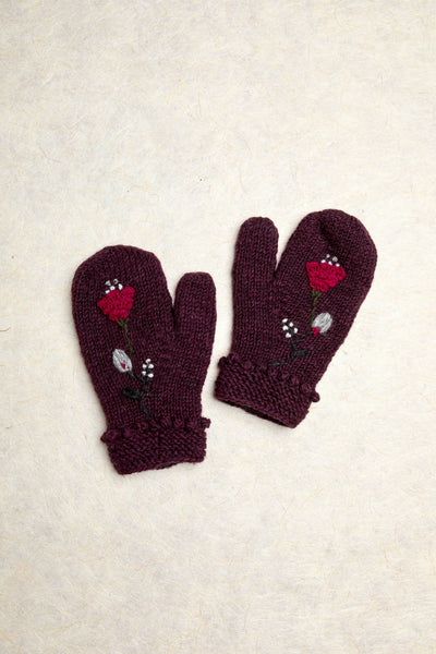 Theres Deep Plum Knit Mittens