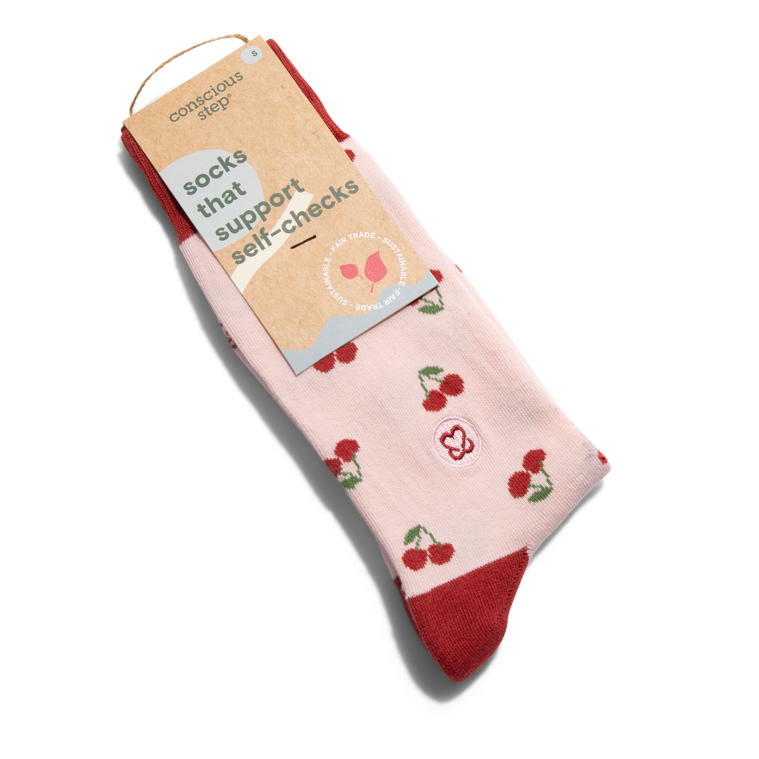 Socks that Support Self-Checks (Pink Cherries)