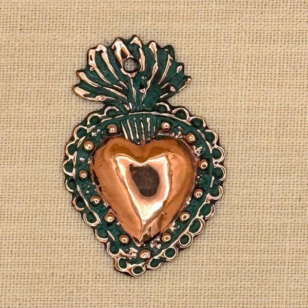 Small Oxidized Copper Heart Milagro (MC02)