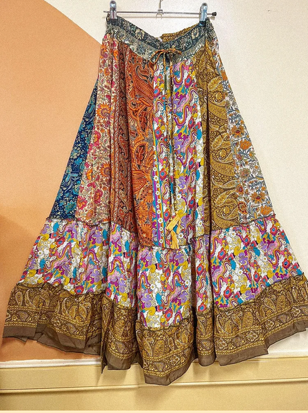 Hippie Boho Recycled Patchwork Skirt