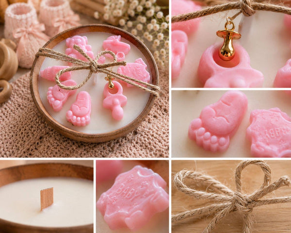 Baby Girl Gift Candle in Wooden Bowl – Handmade Soy Candle