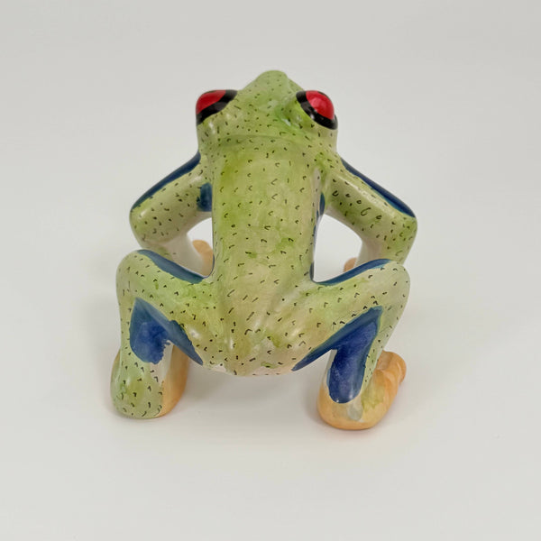 Soapstone Frog, Red Eyed Tree Frog, 6"