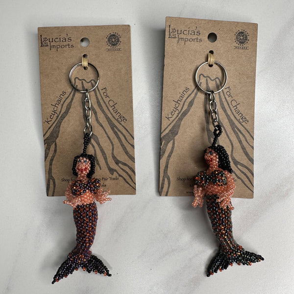 Large Mermaid Beaded Keychain