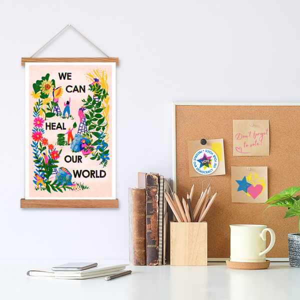 Heal Our World 6x9 Risograph Print
