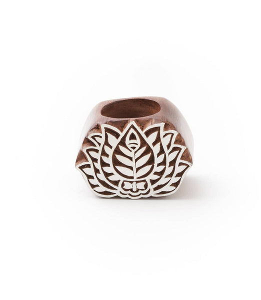 Aashiyana Lotus Tea Light Candle Holder-Carved Sheesham Wood