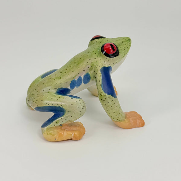 Soapstone Frog, Red Eyed Tree Frog, 6"