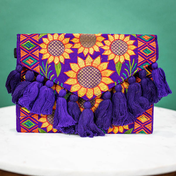 Sunflower Tassle Fiesta Clutch