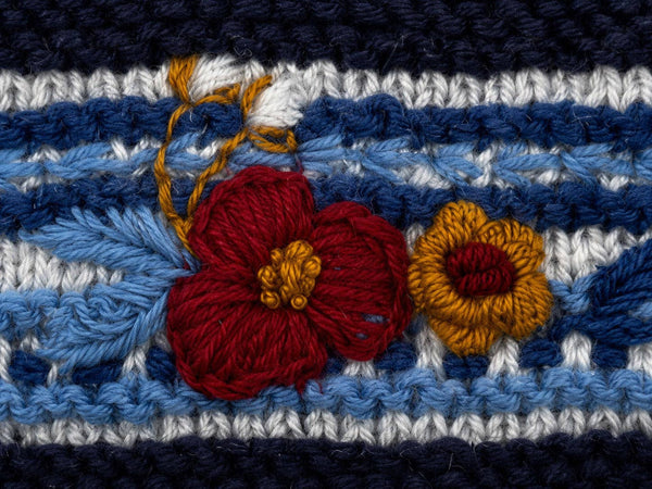 Color Block Embroidered Knit Headband - Nantucket Winter