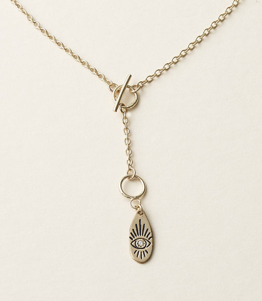 Ruchi Evil Eye Dainty Gold Drop Lariat Necklace