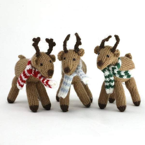 Handmade Knit Reindeer Holiday Ornament - Fair Trade