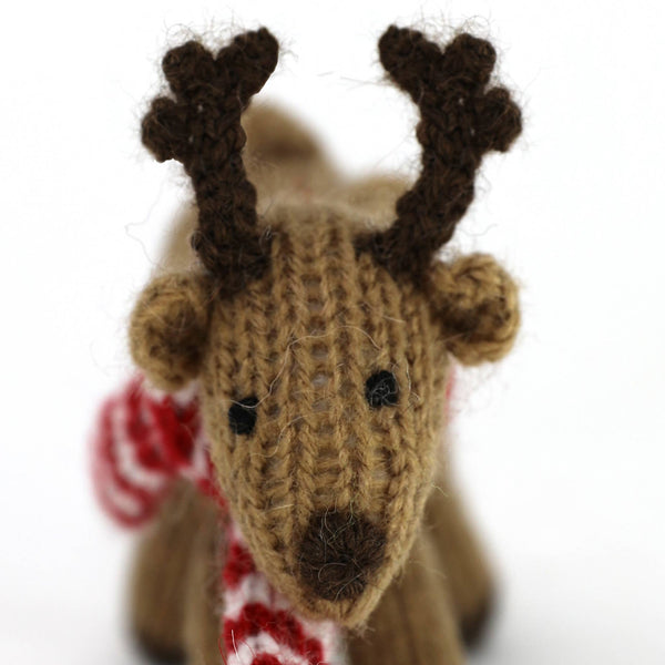 Handmade Knit Reindeer Holiday Ornament - Fair Trade