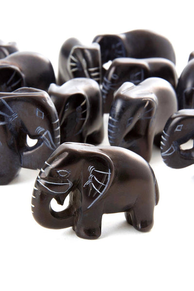 Tiny Black Soapstone Elephant