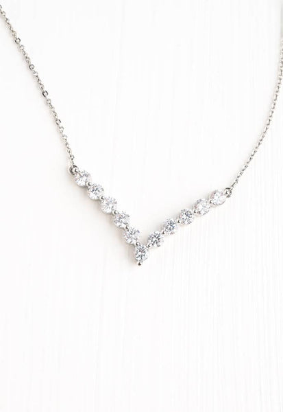 Brilliance V-Bar Chevron Zircon & Platinum Necklace