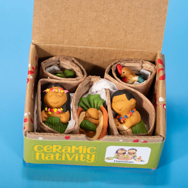 Nativity Hawaiian Ceramic Miniature Creche Set Fair Trade